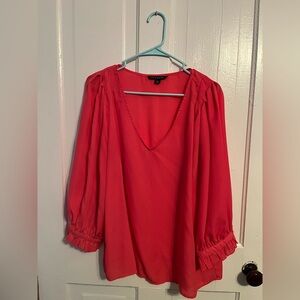 Zach and Rachel coral colored Scarlet V-Neck Blouse